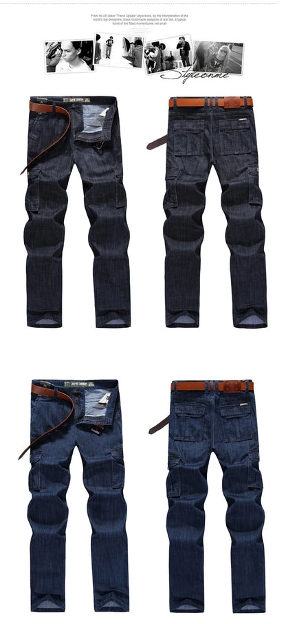 High Quality Men's Jeans Multi Pocket Denim Cargo Pants Oversized Casual Pants Men Clothing Loose Trousers 29-44