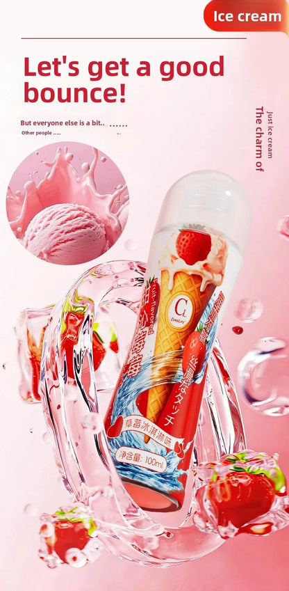 100ml Strawberry/Vanilla/Pineapple Sex Adult Ice Cream Flavored Smooth Sweet Slippery Oral Lubricant Non-sticky Safer Gel