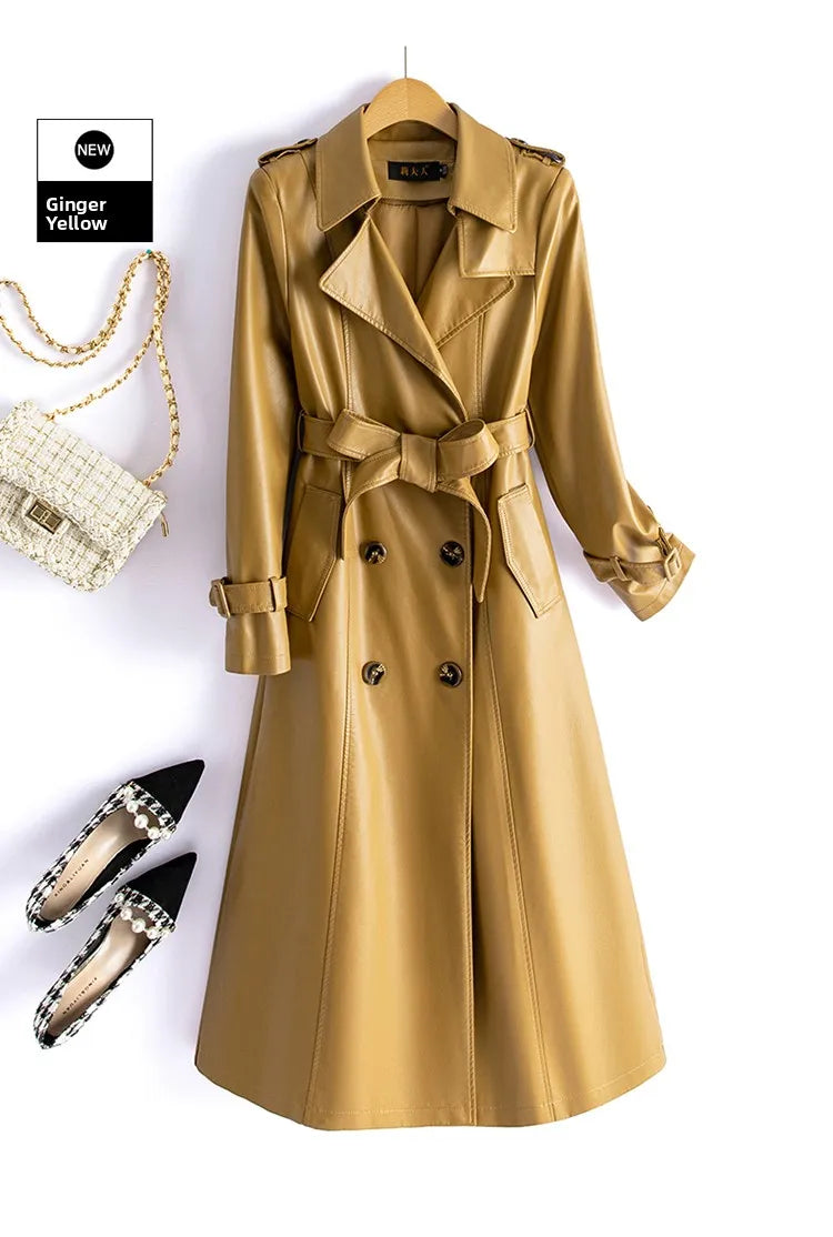 Real Leather Sheepskin Coat Women's Mid-Length Stylish Slimming Autumn Winter New Korean Style Coat Over-Knee Outerwear