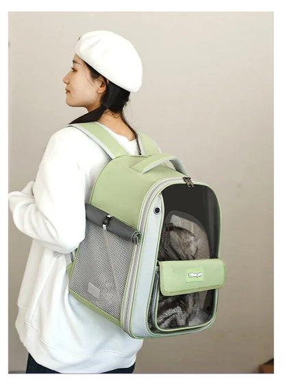 Breathable Portable Cat Carrier Transparent Large-Capacity Waterproof and Wear-Resistant Travel Backpack for Pets Foldable