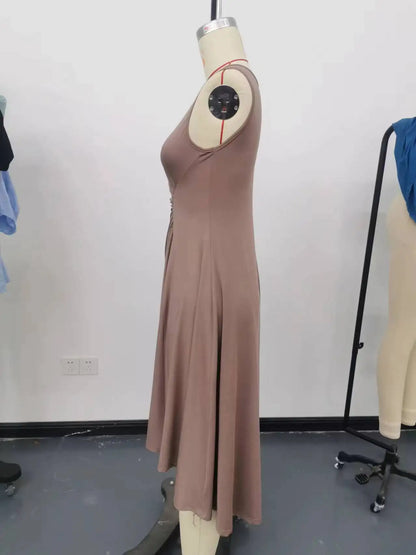 New Women's Dress Slim Sleeveless A-line Skirt Elegant Simple Office Red Korean Midi Skirt for Female