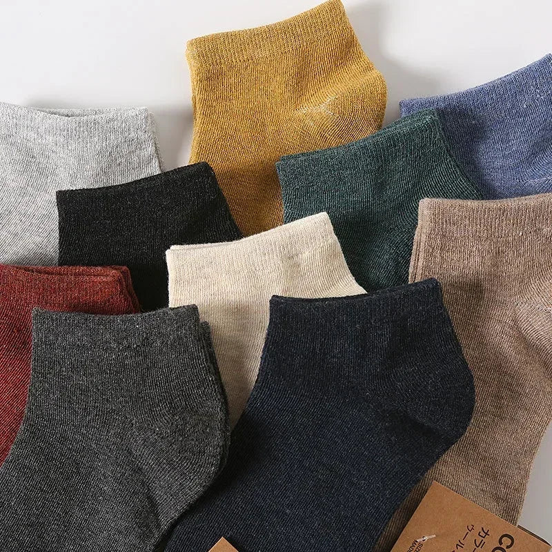 Cotton Men Socks Pack Breathable Socks Set High Quality Short Socks Black Ankle Short Gift For Man Size 39-44 Sox 10 Pairs 1 Lot