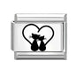 Laser Engraving Cute Cartoon Black Playing Cats Italian Charm Links Fit 9mm Stainless Steel Bracelet Men Women DIY Making Gifts