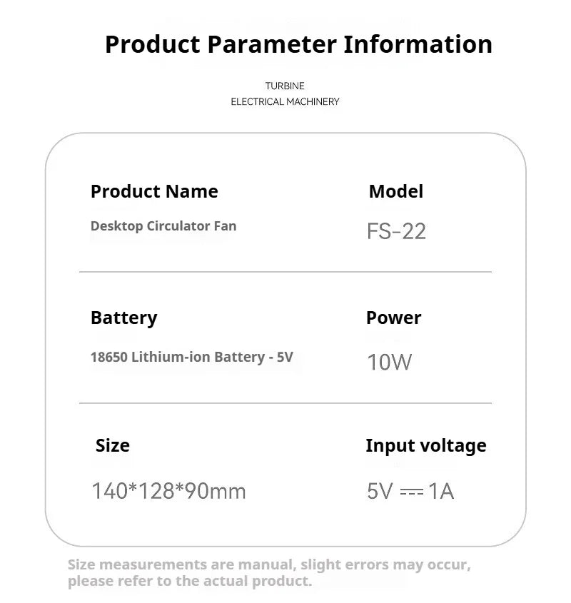 Desktop Fan 180degree Rotation Low-noise Silent Fan LED Display Large-capacity Home Mini Desktop Wall-mounted Fan 1800mAh