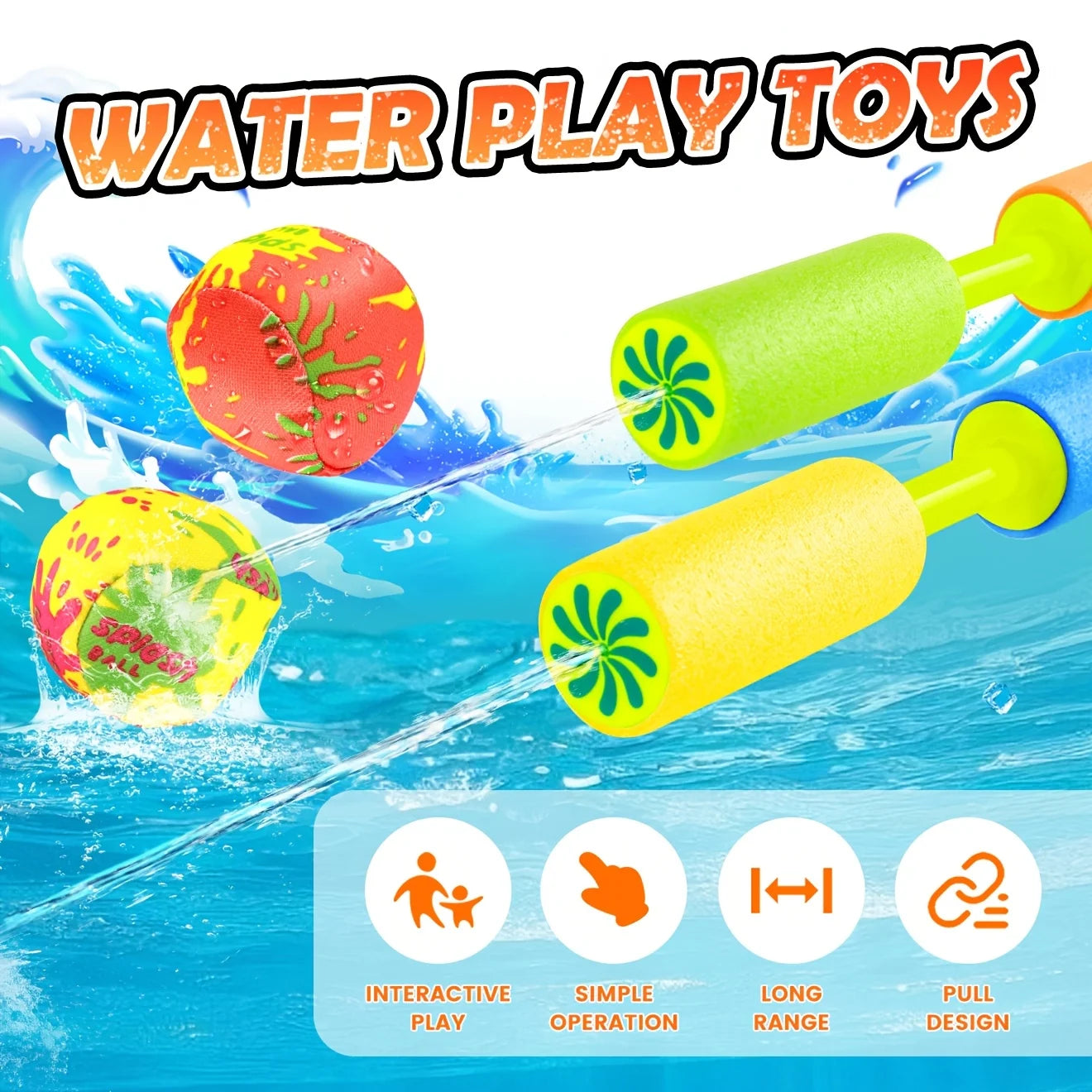 8/16Pcs Small Water Guns And Absorbent Water Balloons Toys Summer Foam WaterGun Outdoor Swimming Pool Beach Party Games Toys