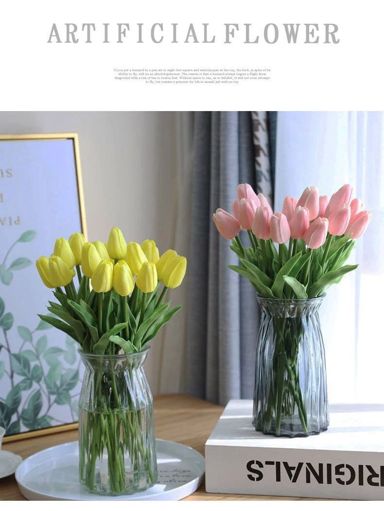 20pcs/3pc/5pc/10pc Bouquet Silicone Artificial Tulip Wedding Home Decoration Bouquet with Stems for Home Wedding Decoration