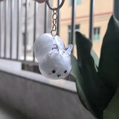 Cartoon Pet Hair Memorial Transparent Storage Box Keyring Cute Animal Rabbit Fur Organizer Keychain Bag Pendant Pet Souvenirs