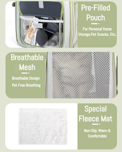 Breathable Portable Cat Carrier Transparent Large-Capacity Waterproof and Wear-Resistant Travel Backpack for Pets Foldable