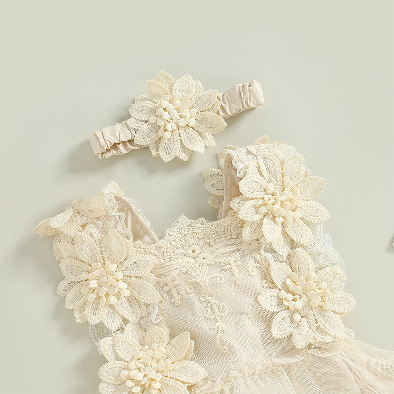 Baby Girl Summer Clothes Lace Romper Skirt Dress Princess Outfits Sleeveless Flower Newborn Outfit