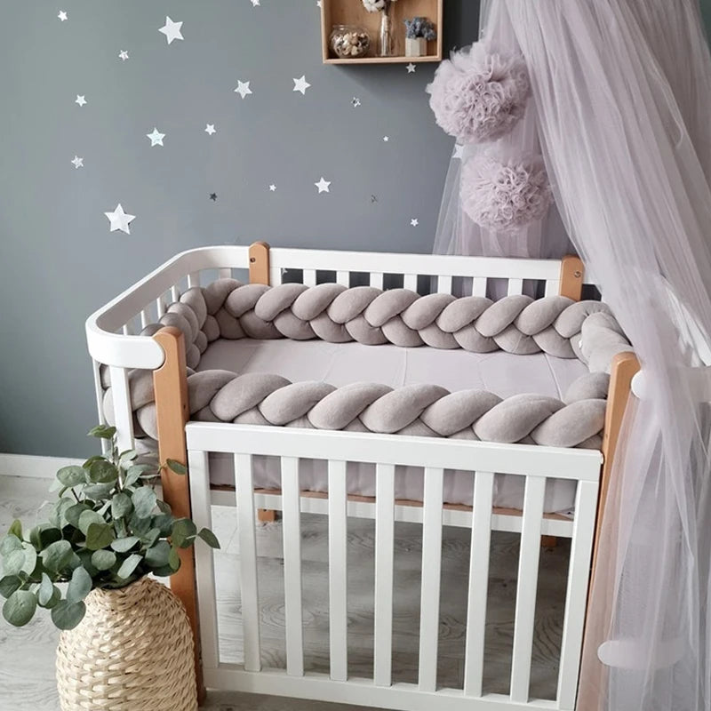 1-4M Baby Bumper Bed Braid Knot Pillow Cushion Bumper for Infant Crib Protector Cot Bumper Room Decor Crib Bedding Braid Set