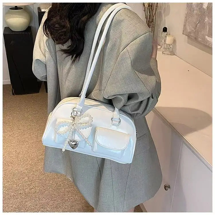 Fashionable Underarm Bow Bag for Women 2024 Korean Edition New Simple Leisure Pillow Bag Trendy Versatile Shoulder Bag