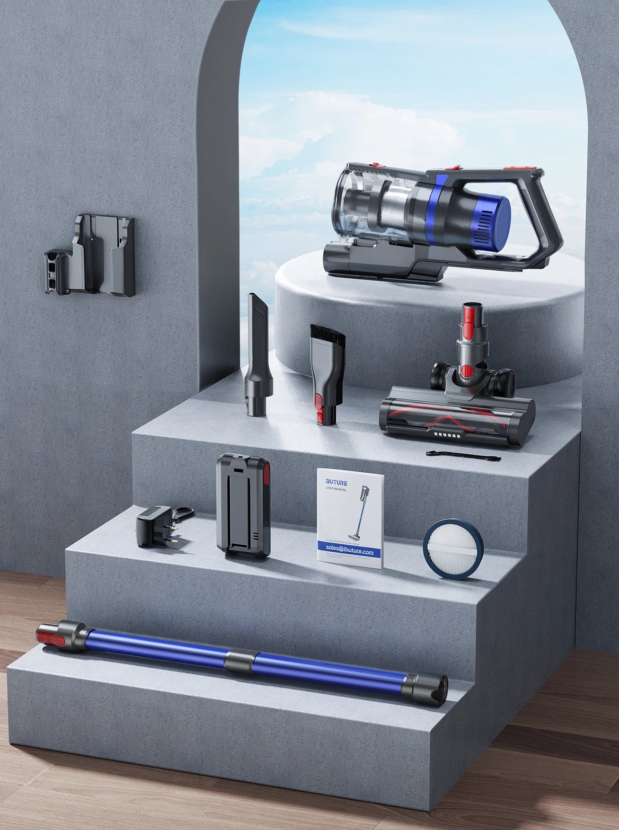 Buture JR500 cordless vacuum cleaner 55 Min 36kpa vacuum cleaner household appliances 1.2l removable battery dust cup portable