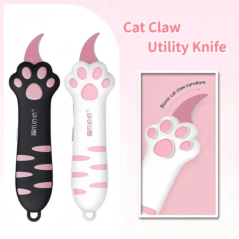 Retractable Cute Cat Paw Multi-Function Utility Knife, Portable and Safe Unboxing Tool, Office and Home Paper Cutting Gadget ﻿