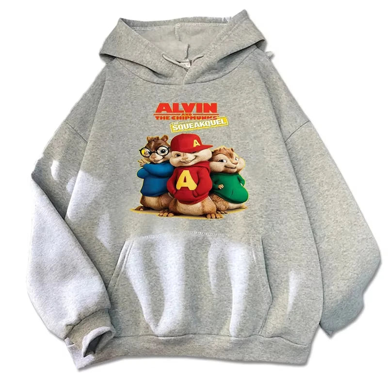 Cartoon Hoodie Alvin and The Chipmunks Green Red Navy Blue Shirt Camisa S/P Movie Promo Animation Long Sleeve Hoody Sweatshirts