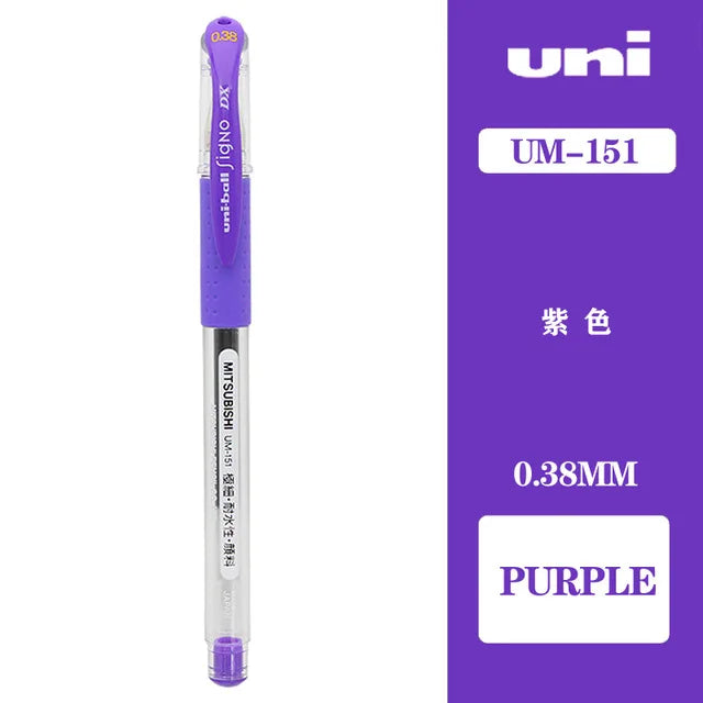 Japan Uni UM-151 Gel Pen 0.38mm Bullet Tip Writing Smooth Student Notes Special School Supplies 20 Colors Available Stationery