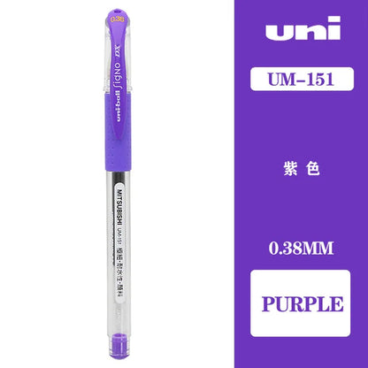 Japan Uni UM-151 Gel Pen 0.38mm Bullet Tip Writing Smooth Student Notes Special School Supplies 20 Colors Available Stationery