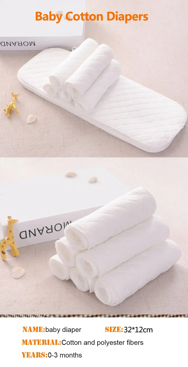 2/5/10Pcs Baby Diapers Reusable Washable Cotton Diaper Ecological Nappies Insert Cotton Cloth Breathable Absorbent Cloth Diapers