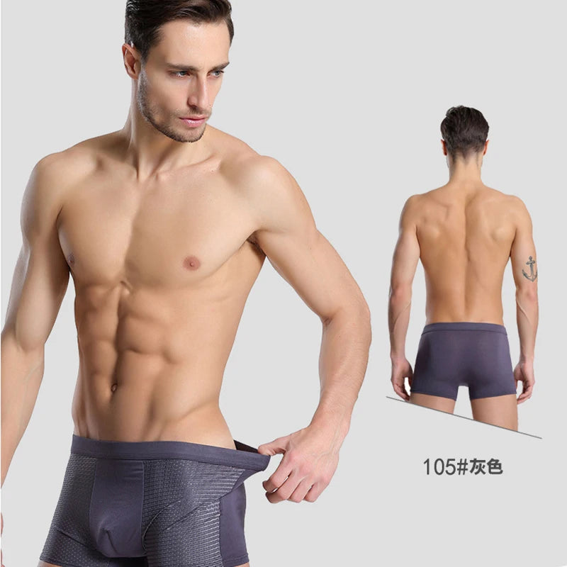 8pcs/set Men's Panties Ice Silk Mesh Men Underwear Breathable Men's Underpant Fashion Panties Male Solid Color Boxer Shorts