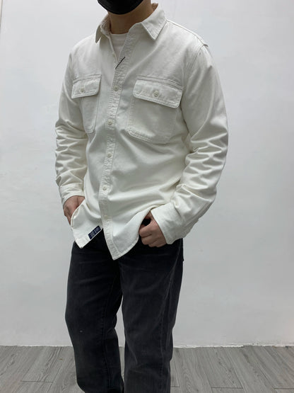 Autumn New Japanese Retro Heavyweight Twill Long-Sleeve Turn-down Collar 100% Cotton Shirt Men's Fashion Washed Casual Blouses