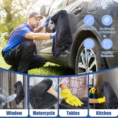 AUTOBRIGHT Microfiber 60*90cm 1300gsm One Wipe Drying Towel Car Wash Cloth Premium Cloth Thicken Soft Professional Car Cleaning
