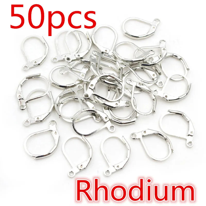 30-50pcs/lot Gold Silver French Lever Earring Hooks Wire Settings Base Hoops Earrings For DIY Jewelry Making Supplies Wholesale
