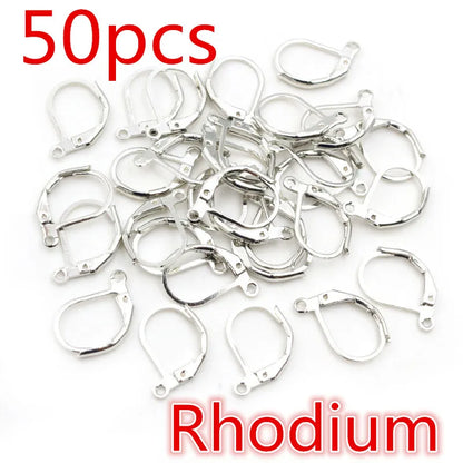 30-50pcs/lot Gold Silver French Lever Earring Hooks Wire Settings Base Hoops Earrings For DIY Jewelry Making Supplies Wholesale