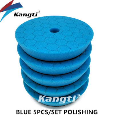 Kangti 5/6 inch Car Polishing Pad Kit Set Self-Adhesive Buffing Waxing Sponge Wool Wheel Polishing Pad For Car Polisher Drill