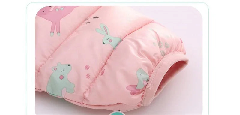 Baby Boys Girls Down Jackets Kids Cartoon Bear Zipper Coats Autumn Boys Thin Warm Hooded Jackets Children Clothes Outerwear