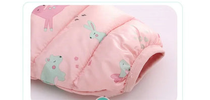 Baby Boys Girls Down Jackets Kids Cartoon Bear Zipper Coats Autumn Boys Thin Warm Hooded Jackets Children Clothes Outerwear