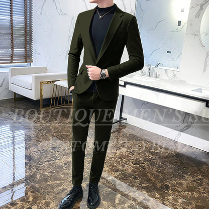 Mens Suits Wine Red Black Green Suits For Man Groom Wedding Velvet Tuxedo Velour Blazer Jackets Pants 2 Piece Costume Homme New