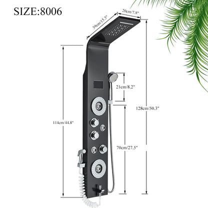 Black LED Light Shower Faucet Bathroom SPA Massage Jet Shower Column System Waterfall Rain Shower Panel Bidet Sprayer Tap