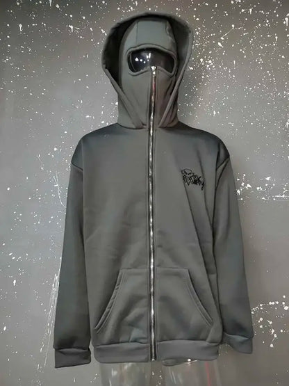 Unisex Plain Hooded Zip Up Sweatshirt Autumn Winter Ins Style Couple Matching Pullover Jacket