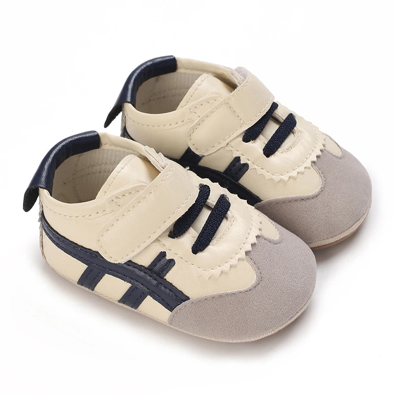 Spring and Autumn Fashion Stripes 0-1 Baby Shoes Baby Shoes Step Front Shoes Rubber Bottom Anti Slip Sneakers