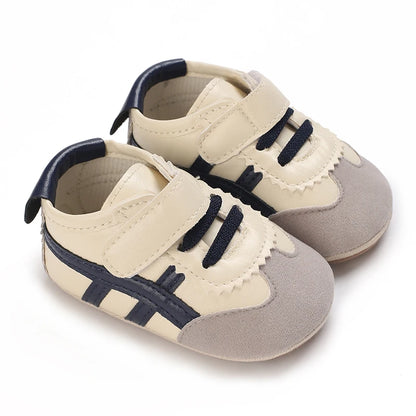 Spring and Autumn Fashion Stripes 0-1 Baby Shoes Baby Shoes Step Front Shoes Rubber Bottom Anti Slip Sneakers