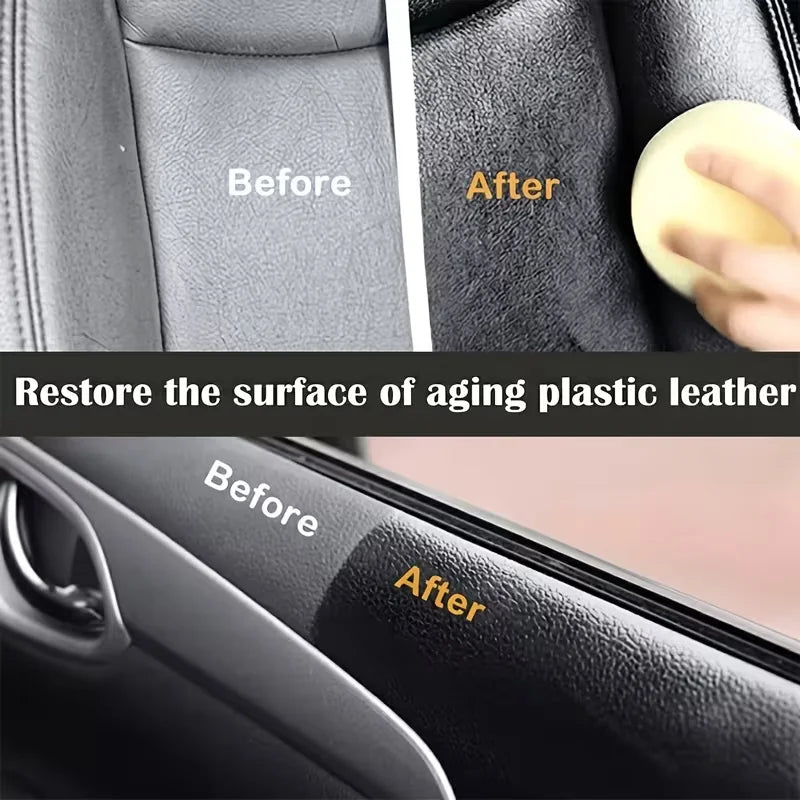 Car Plastic Restorer BLACK TO BLACK Long-Lasting Deep Black Repair Wax Coating for Dashboard, Interior Trim & All Auto Plastic P