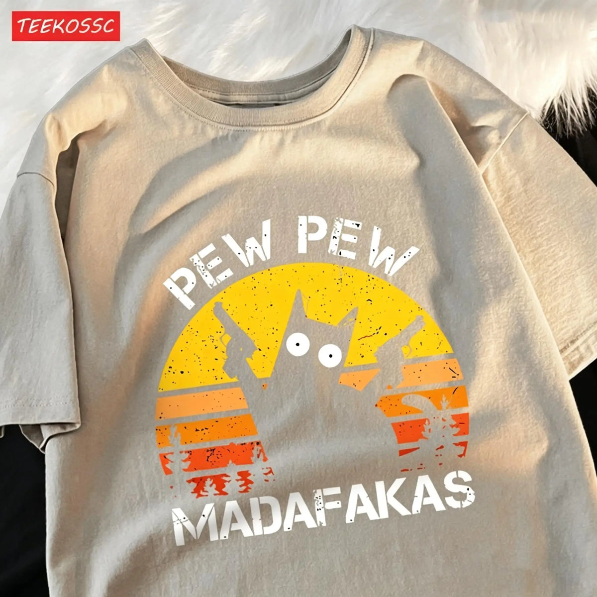 Pew Pew Madafakas Cat With Two Guns T-Shirts Man Street Summer Short Sleeve Harajuku Cotton Tshirt Oversized Breathable Tops