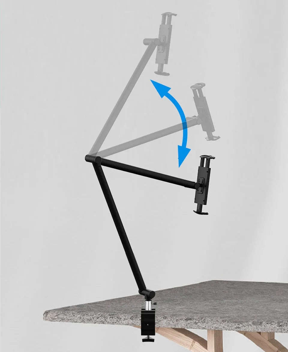 OUTMIX 360 Adjustable Metal Desktop Stand Long Arm Tablet Stand Bed Desktop Lazy Bracket Support for iPad 12.9 Smartphone Holder