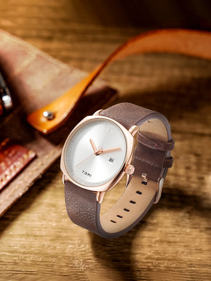 TOMI New 2PCS Luxury Business Men Watch Gift Box Set Simple and Casual Men Calendar Quartz Watch Pen Reloj Men Holiday Gift