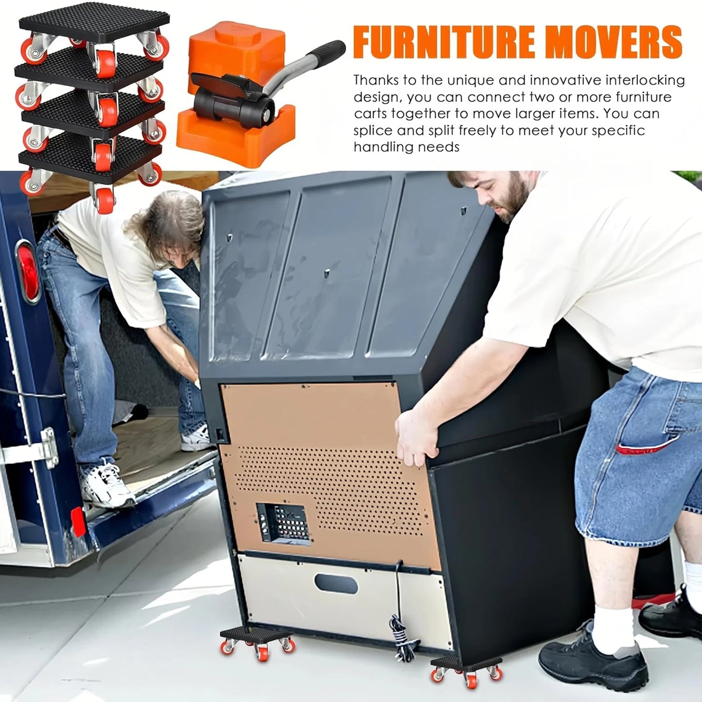 4 Pack Heavy Furniture Lifter Moving Tool Mover Roller Slider Lifting Equipment Pulley 400kg Transport Roller Set Rotating Wheel