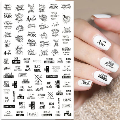 Black and White Love Flowers Line Art 3D Stickers Nail Decals Nail Art Accessories Butterfly Rose Nail Stickers Nail Sliders