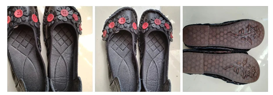 Vintage Flower Moccasins Woman Genuine Leather Ballet Flats Ladies Hollow Slip Ons Women's Luxury Loafer Purple Walking Shoes 42