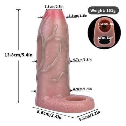 FAAK Silicone Penis Sleeve Ring Realistic Hollow Dildo Size S M Dildo Sheath Delay Ejaculating Cock Enlarger Sex Toys For Men