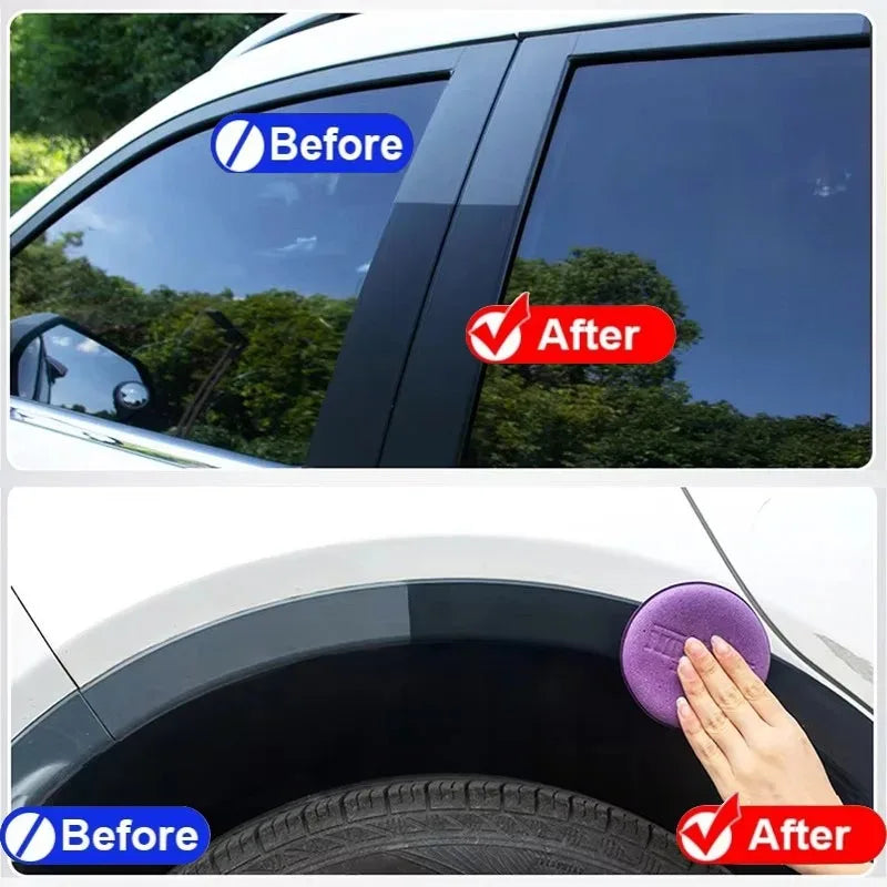 Car Plastic Restorer Black Trim Renewal Long Lasting Wax Coating Interior Dashboard Panel Restore Deep Shine Protectant 300ML