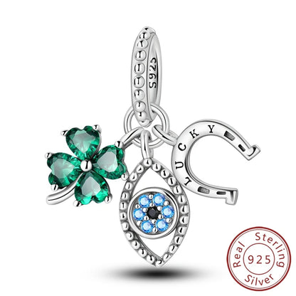 Original 925 Sterling Silver Charm Beads Clover Sunflower Tulip Carnation Pendant For Women Jewelry Fashion Gift