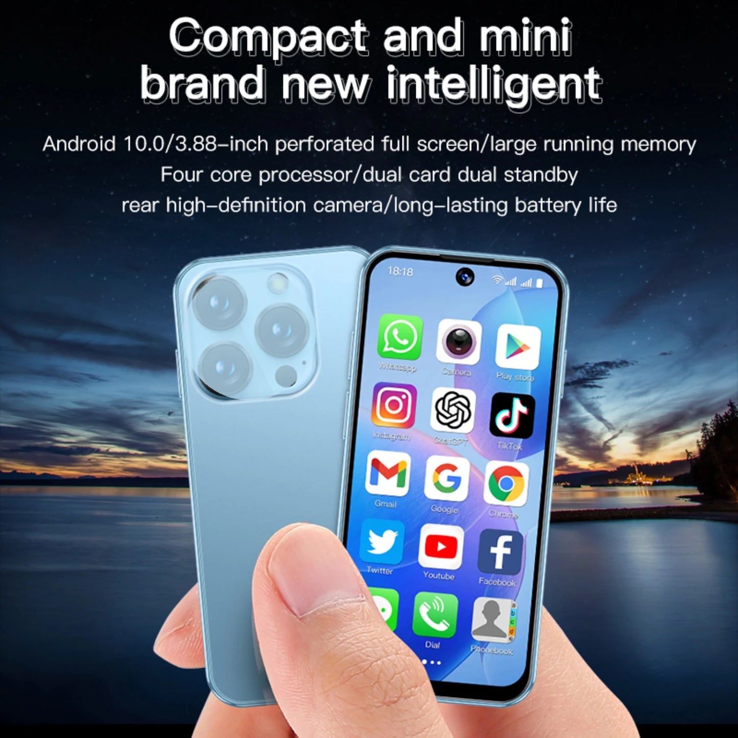 NEW SOYES XS19 3G Mini Smartphone Android 10.0 Dual SIM Standby 3.88Inch HD 2GB+16GB 2000mAh Nami Meatal Glass Bluetooth Face ID