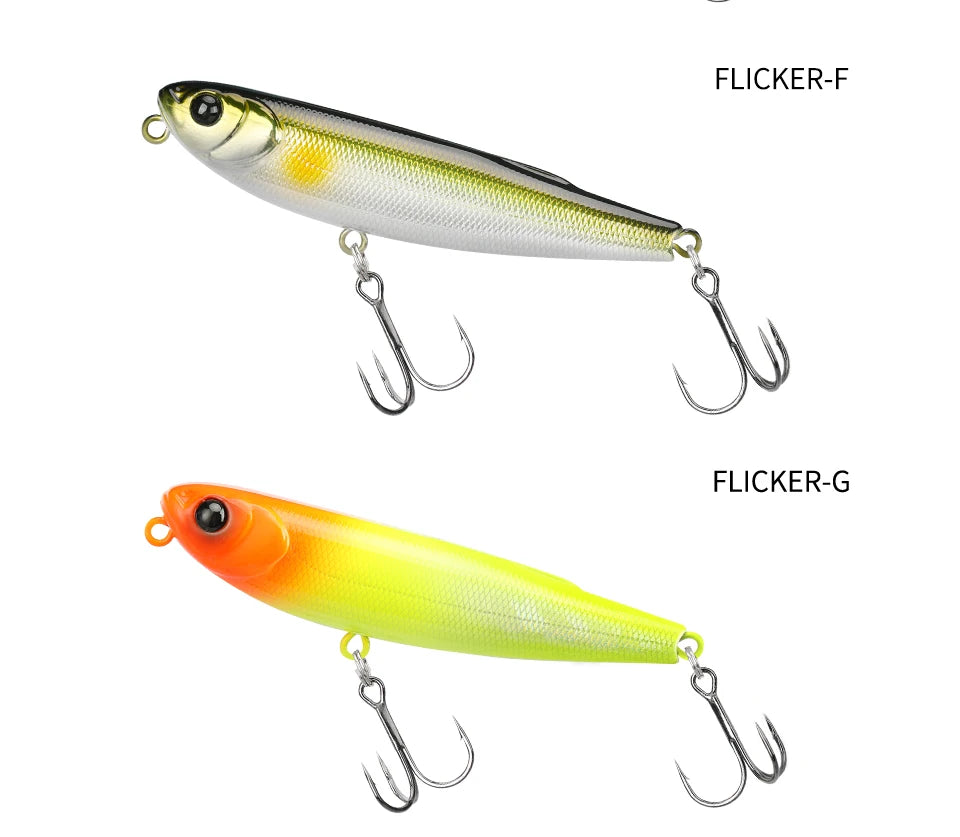 TSURINOYA FLICKER 70F Surface Fishing Lure Z Dog Floating Pencil 70mm 8.4g Chatter Artificial Hard Baits Trout Bass Pike Plug