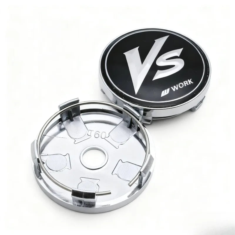 4pcs JDM VS W Work Logo Emblem Badge Car Wheel Center Caps 60MM Clips 56MM Rim Hubcaps Dust Cover Wheels Hub Cap Car Accessories