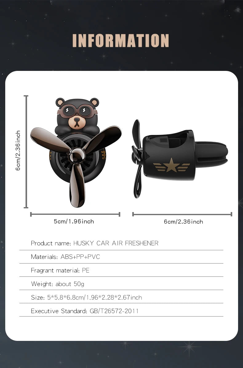 Rotating propeller pilot bear dog car air fresheners accessories decorations fun vent clip perfume diffuser aroma fragrance men