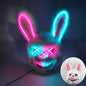 LED Bloody Rabbit Mask Glowing Killer Black Bear Mask Halloween Dance Party Cosplay Costume Props Assassinated Plush Rabbit Mask
