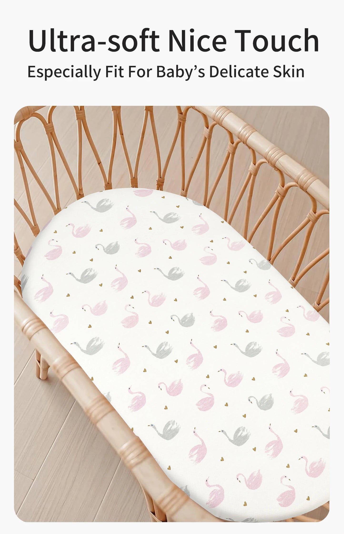 Cartoon Printed Crib Sheet Set Baby Bedding Toddler Mattress & Changing Pad Cover Polyester Cotton Fitted Bassinet Sheets